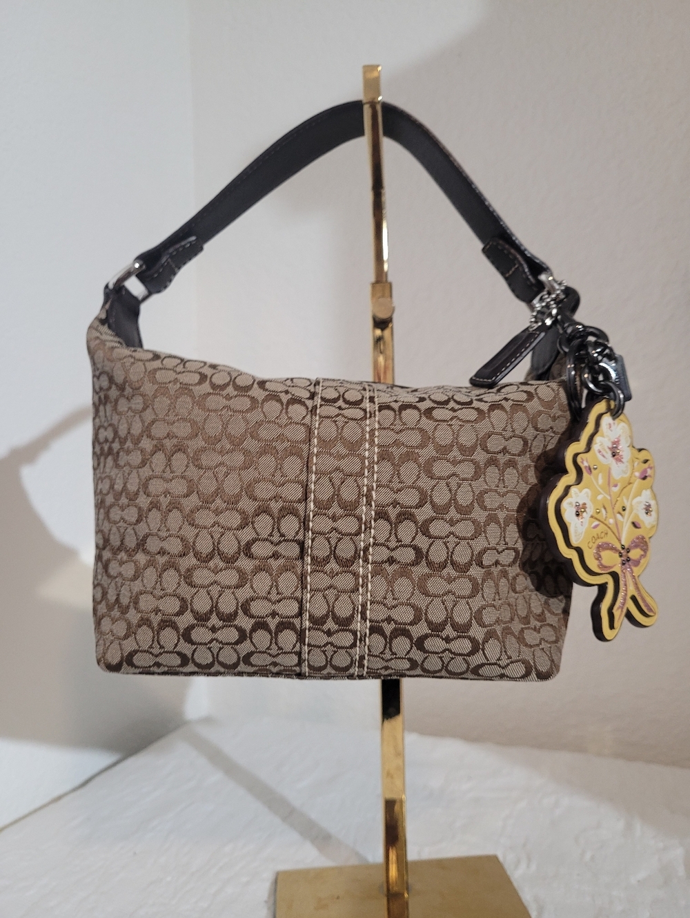 Coach Brown Mini Soho Signature Monogram Canvas Hobo Top Handle Bag